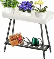 DHYGOTFUR Plant Stand with Pot Outdoor, Aluminum Plants Shelf Indoor, Metal Flower Rack Ladder Plant Holder for Living Room Balcony and Garden