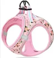 Soft Comfortable Dog Harness Breathable Mesh Chest Back Adjustable Pink X-Small