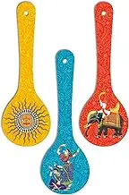 Artvibes Madhubani Art Wooden Wall Hanger Spoons for Home | Office | Living Room | Gift | Modern Decoration Items | Kitchen Wall Decor | Home Decor Hanging Items (WH_5010N), Set of 3