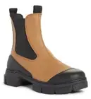Ganni Womens Recycled Rubber City Platform Chelsea Boots Chipmunk Size 37 / US 7