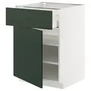 METOD / MAXIMERA base cabinet with drawer/door, white/Havstorp deep green, 60x60x80 cm