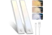 Litogo [2PK] Under Cabinet Kitchen Lights LED, USB Rechargeable Motion Sensor