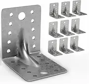 CUALITYX Angle Brackets for Wood Pack of 10 (70 x 70 x 55 x 1.5mm) - Heavy Duty, Weatherproof Galvanized Steel Sheet L Brackets with Smooth Edges - Ideal for DIY Furniture Fixations & Corner