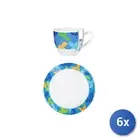 6x Cups Coffee IN Melamine Decorum Blue With Dishes Ml110, H&h