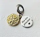Pandora Two-Tone Daisy Double Dangle Charm #762341C01 +FREE Gift Box +Tag