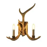 Oriel Lighting Hyort 2 Light Wooden Deer Antler Wall Light - Natural