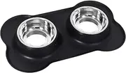 Dog Cat Bowls Stainless Steel Double Dog Food and Water Bowls with No-Spill No-Skid Silicone Mat, Pet Feeder Bowls Small Puppy Bowl for Small Dogs Cats PjxTBd (Color : Black)
