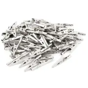 100 Pcs Electric Test Crocodile Alligator Clips Clamps Silver Tone