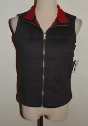 New Womens Crazy Horse Liz Claiborne Small Vest Zip Front Reversible Jacket