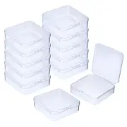 12Pcs Small Plastic Beads Storage Containers with Lids (Square, 3.7x3.74x1.1In)