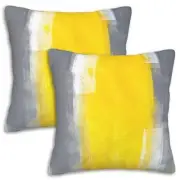 Throw Pillow Covers Set of 2 18x18 in Decorative Yellow and Grey Abstract Art