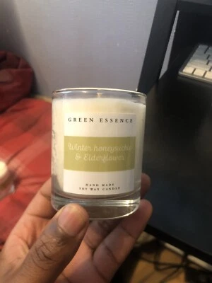 Green Essence Winter Honeysuckle and Elderflower Candle Hand Made Soy Wax Candle
