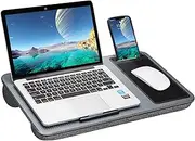 Lap Desk - Portable Laptop Desk with Cushion,Device Ledge, Mouse Pad and Phone Holder, Fits up to 15.6 inch Laptop Tablet Silver Carbon Laptop Stand for Writing Desk and Drawing