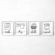 [Namly Design] Poster - Laundry Room / Set of 4