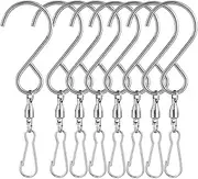 AMZSEVEN 8 Pack Swivel Hooks Clips for Hanging Wind Spinners, Wind Chimes, Bird Feeder, Crystal Twisters Party Supplies （Silver）