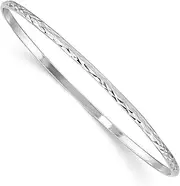 [JewelryWeb] 2mm 925 Sterling Silver Slip on Polished Just Like Mommy Sparkle Cut-Slip on Teen Cuff Stackable Bangle Bracelet