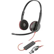 HP Poly Blackwire 3220 USB-C/A Wired On-Ear Headset - UC Certified Noise-Canceling Mic / Dynamic EQ / In-line Control [8X228AA]