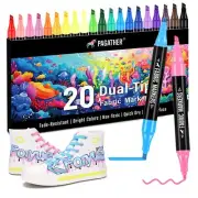 Fabric Markers Permanent for Clothes 20 Colors Dual Tip with Fine and Chisel ...