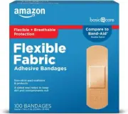 Amazon Basic Care Flexible Fabric Adhesive Bandages 100 Count