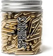 Sprinks Vintage Rods Sprinkles 75g - Gold Edible Cake Decorating Sprinkles | Gold Cake Sprinkles | Perfect for Cakes Cupcakes Cookies Brownies Ice-Cream and More | Luxurious Finishing Touch