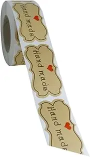 BCOATH 1 Roll Kraft Paper Adhesive Sealing Stickers Hand Made Letter Printed Labels for DIY Wrapping Party Decoration Self Adhesive Stickers for Candy Bags Boxes