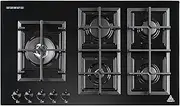 Trinity TRG900BK 90cm 5 Burner Gas Black Glass Cooktop