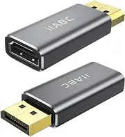Displayport to HDMI Adapter (2Pack)，IIABC 4K 24K Gold Plated Displayport DP to HDMI Female Converter，Uni-Directional Display Port to HDMI Converter Compatible for Lenovo, HP, Dell &More- Grey (2-Pack)