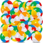 Vellibring 24 Pack 12" Summer Inflatable Beach Balls Bulk Rainbow Swimming Pool Water Games Toys for Kids Summer Party Supplies Decorations
