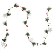 Northlight 20ct LED Pine Berry Snowflake Christmas Garland Light Set 6ft