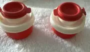 Tupperware Smidget Size Salt & Pepper Shakers Custom Red & White Lids New!