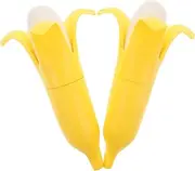 JOINPAYA Kids' Telescopic Banana Swords 2 Pack Japanese Ninja Toy Swords Kungfu Swords for Training Lightweight Portable Yellow for Halloween Costumes