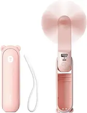 JISULIFE Handheld Mini Fan, 3 IN 1 USB Rechargeable Portable Fan [12-19 Working Hours] with Power Bank, Flashlight, Pocket Design for Travel/Summer/Concerts/Lash, Gifts for Women (Pink)