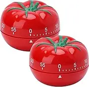 2 Pcs Cute Pomodoro Timer, Kitchen Timer, Count Down Alarm Cooking Tomato Reminders, Mechanical Pomodoro Counter, Manual Timer Suitable for Exams,Reading, Homework, Games, Cooking