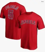 Majestic Albert Pujols Los Angeles Angels #5 MLB Youth Cool Base Synthetic Red L
