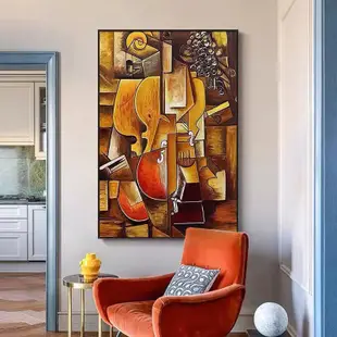純手繪油畫 臨摹世界名畫 畢加索吉他 手工抽象畫 客制書房餐廳裝飾掛畫 玄關走廊過道壁畫 客廳沙發背景裝飾畫 客制畫 客