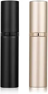 Aurdox Perfume Atomiser, Refillable & Portable Perfume Bottle for Travel, 5ml Small Spray Bottles with Bottom Pump, Dispensers for Women and Men, Leaking Proof and Luxurious Design(Gold & Black)