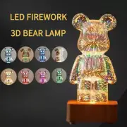 3D Fireworks LED Bear Color-Changing USB Desk Lamp Ambient Decor