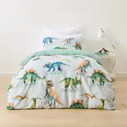 Dinosaur Cotton Rich Reversible Quilt Cover Set - Single Bed