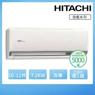 【HITACHI 日立】10-12坪一級能效冷專變頻分離式冷氣(RAC-71QP/RAS-71HQP)