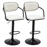 Bar Stools Set of 2, Adjustable Counter Height Barstools with Back and White