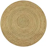 Braided Jute Area Rug 90 cm Round Natural Fiber Floor Mat Eco Friendly Decor