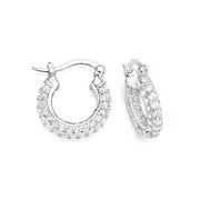 Silver 16mm Cz Encrusted Hoops in Clear