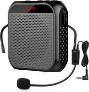 Portable Voice Amplifier With Wired Microphone Headset Rechargeable Speaker Loudspeaker (black)