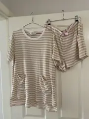Peter Alexander Ladies Pyjama Set Caramel Stripes Large