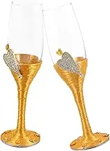 BIUDECO 2Pcs Elegant Wine Flutes for Weddings Anniversaries and Parties Glass Toasting Goblets with Heart Lace Design Present for Couples