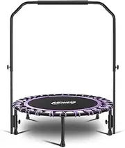 'Newan 40'' Silent Mini Trampoline with Adjustable Handle Bar Fitness Trampoline Bungee Rebounder Jumping Cardio Trainer Workout for Adults - Max Limit 330 lbs'