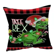 Funny Cute Christmas Dinosaur Tree Rex Cushion Cover