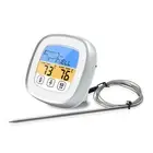 AU (White)Digital Timer Thermometer Touch Screen Stainless Steel Meat