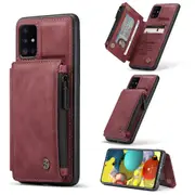 CaseMe Shockproof Samsung Galaxy A51 PU Leather Case Cover Wallet A515 [Wine]