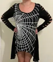 New Spiderweb Plus Size Tunic Top Ripped Sleeve Halloween Costume M L XL XXL 3XL